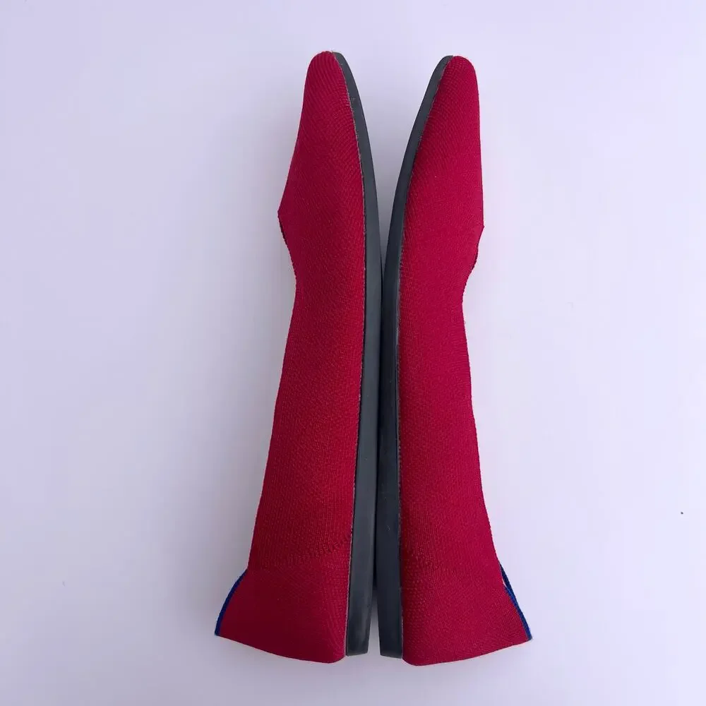 Red Rothy’s Pointed Toe Flats Knit Slip On Shoes Women’s 9.5 - Picture 4 of 6